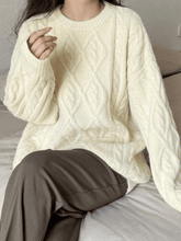 Pullover mit Rundhalsausschnitt und Zopfmuster